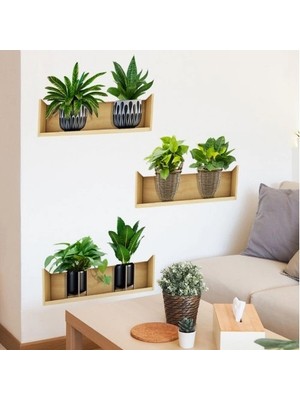 Renas Store Raflı Bitki Tasarımlı Yapışkanlı Sticker 20*30 cm 3lü Set