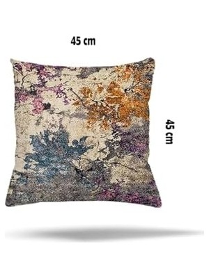 Pelangi Yaprak Batik Desen Gizli Fermuarlı Yastık Kılıfı Kırlent Kılıfı Koltuk Yastık Kılıfı, Petrol Mavi 45 x 45