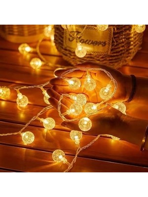 5 M 28 LED Kristal Top Gün Işığı – Şeffaf Kablo – Fişli Eklemeli
