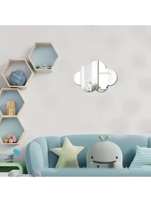 Renas Store 30X20 cm Bulut Formlu Kırılmaz Pleksi Duvar Aynası - Çocuk Odası Güvenli Ayna