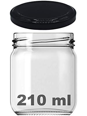 10-1000 ml Farklı Boyutlarda Kavanoz (10-1000 Arası) cc Konserve Metal Kapaklı Cam Kavanoz 6 Adet (Şeffaf, 210 Cc)