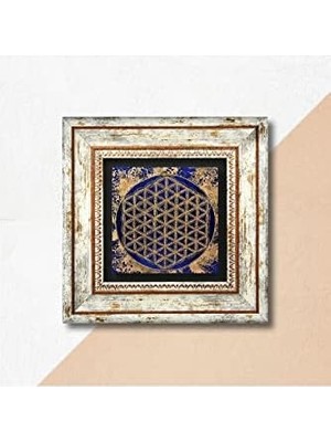 Yaşam Çiçeği Taş Duvar Tablosu - Çerçeveli Taş Tablo - Dekoratif Duvar Sanatı - Modern Ev ve Ofis Duvar Dekoru T1-173
