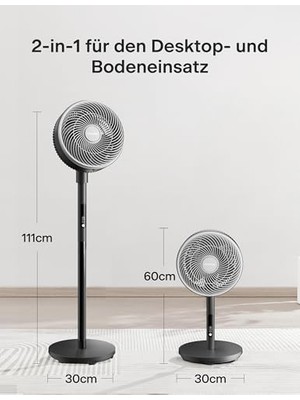Pelonis Uzaktan Kumandalı Vantilatör, 36DB Sessiz Çalışma, Hız Ayarı, 60-111CM Ayarlanabilir Yükseklik, Dikey ve Yatay Eksende Salınım, 35 Watt