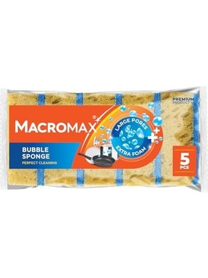 Omrs Store Macro Max Bubble Bulaşık Süngeri 5'li Paket, Büyük Gözenekli Ekstra Köpük Teknolojisi