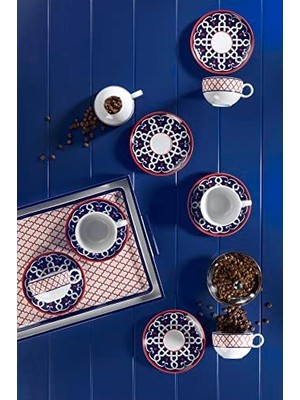 Omrs Store Porselen Zeugma 6 Kişilik 12 Parça Çay Takımı 11004, 220 ml