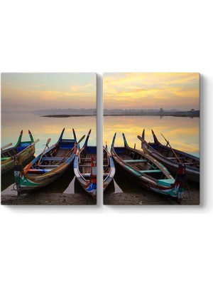 Omrs Store Myanmar Ahşap Tekne Tablosu 63 x 40-2 Parçalı