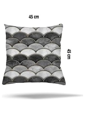 Omrs Store Pelangi Geometrik Desen Gizli Fermuarlı Yastık Kılıfı Kırlent Kılıfı Koltuk Yastık Kılıfı, Gri- 45 x 45