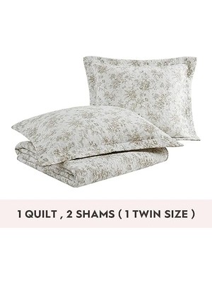 Omrs Store Ashley - Ikiz Yorgan Seti, Ters Çevrilebilir Çiçekli Pamuklu Yatak Takımı, Eşleşen Şamlı, Her Mevsim Için Ev Dekoru (Duvarlı Bahçe Kahverengi, Ikiz)