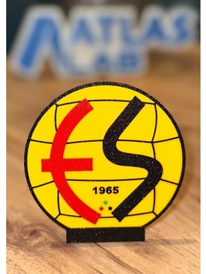 Omrs Store Eskişehir - Eskişehirspor 3D Baskı Logo – Masaüstü Dekoratif Stand - Kırmızı Siyah Taraftar Hediyelik Ürün