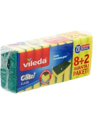 Omrs Store 161919 Düz Hijyenik Bulaşık Süngeri, 8+2'li Promosyon Paket, Yeşil