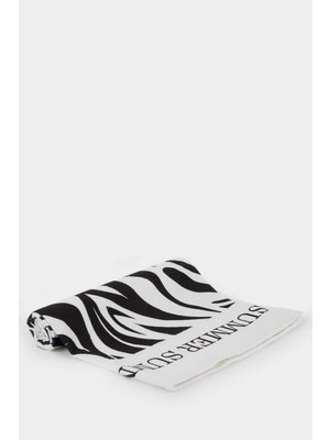DeFacto Kadın Zebra Desenli Pamuklu Plaj Havlusu C1161AX25SM