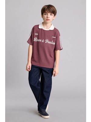 DeFacto Oversize Baskılı Modal Kısa Kollu Polo Tişört Erkek Çocuk H0914A826SM