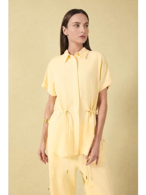 DeFacto Regular Fit Polo Yaka Keten Karışımlı Kısa Kollu Gömlek H1445AX26SM