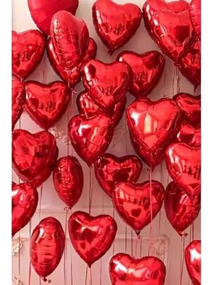 Die Grup Parlak Kırmızı Kalp Folyo Balon, 5 Adet, 45 cm