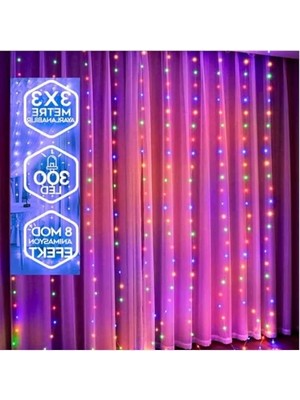 Die Grup Dekoratif 300 LED Perde Işık, 3x3 Metre, Kumandalı, Çok Renkli