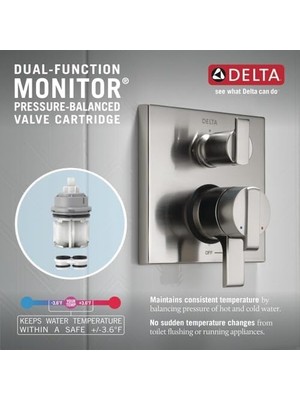 Tech Butiq Delta Faucet T27867-CZ Açısal Modern Monitör 17 Serisi Vana 3 Ayar Entegre Duş Trimi, Saptırıcılı, Şampanya Bronz