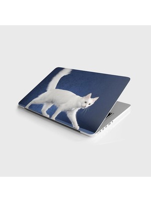 Tech Butiq Laptop Notebook Pc Kaplama Etiketi Beyaz Kedi