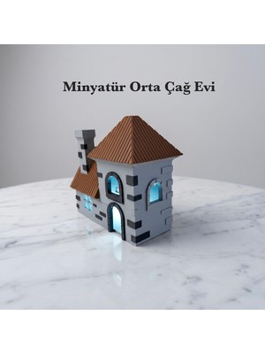 3DcraftTR 3D Crafttr Minyatür Orta Çağ Evi Işıklı Dekoratif Masa Lambası Gece Lambası