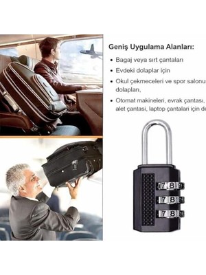 Tech Butiq 3 Haneli Şifreli Asma Kilit 30MM – Metal Gövde, Bavul Çanta Dolap Spor Salonu Için Güvenlik Kilidi