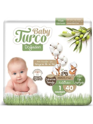 Tech Butiq Baby Turco Doğadan 1 Beden Newborn Bebek Bezi (1 x 40 Adet)