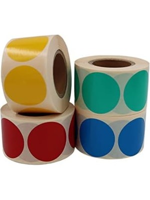 Tech Butiq Kuşe Daire Renk Baskılı Çap Etiketi 50MM x 50MM Ölçülerinde Yuvarlak Çıkartma 500 Adet Kendinden Yapışkanlı Rulo Etiketi Barkod Yazıcılar ile Uyumlu 40MM Kağıt Bazlı Etiket (Yeşil)