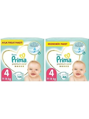 Tech Butiq Bebek Bezi Premium Care 4 Beden 126 Adet Maxi Aylık Fırsat Paketi & Bebek Bezi Premium Care 4 Beden 46 Adet Maxi Paket