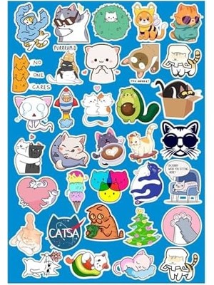 Tech Butiq Komik Cats Seri 1 Telefon Laptop Notebook Tablet Defter Matara Stiker Etiket