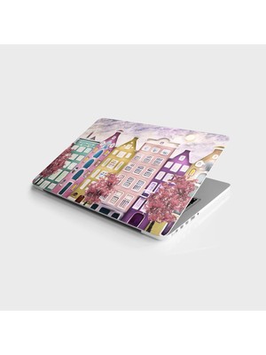 Tech Butiq Laptop Bilgisayar Notebook Pc Kaplama Etiketi Amsterdam Yağlıboya Renkli