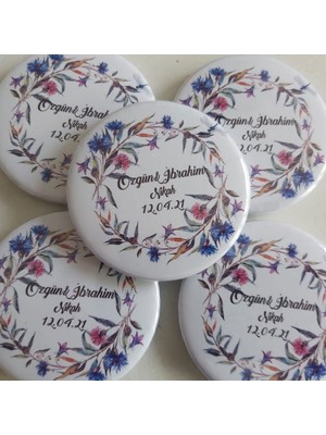 Hayaller Dükkanı 30 Adet Kişiye Özel Magnet Açacak Nişan Hatırası Metal 6 cm Metal