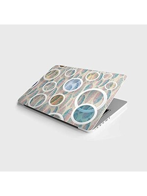 Tech Butiq Laptop Bilgisayar Notebook Pc Kaplama Etiketi Yuvarlak Desen Yaprak