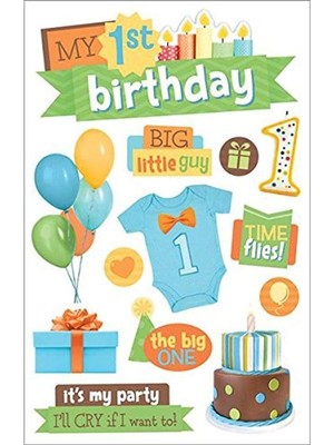 Tech Butiq Productions 3D Çıkartmalar 4.5"x8.5"-1st Birthdayy-Boy