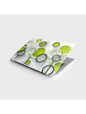 Tech Butiq Laptop Bilgisayar Notebook Pc Kaplama Etiketi Yuvarlak Desen Yeşil