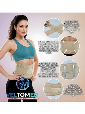 Tech Butiq Veltomed Bej Çelik Balenli Lumbostad 26CM Korse, Ortopedik Korse, Bel Korsesi, Skolyoz, Lomber Disk, Fıtık, Kireçlenme, Karın Destek Standart Beden