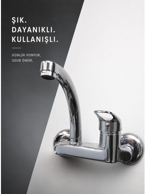 VİTKARSU ARMATÜR Duvardan Satürn Mix Eviye Bataryası (Yerli Üretim - Pirinç Gövde )