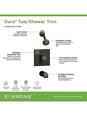Tech Butiq S-3602-MB-1.5-TRM Duro Küvet/duş Kabı, Kollu ve Ikincil Entegre Ses Kontrolü, Mat Siyah
