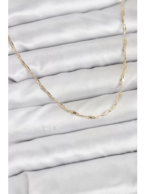 Renas Store cm 14K Gold Renk Pirinç Ataç Zincir 60 cm Kadın Kolye - TJ-BKO10928