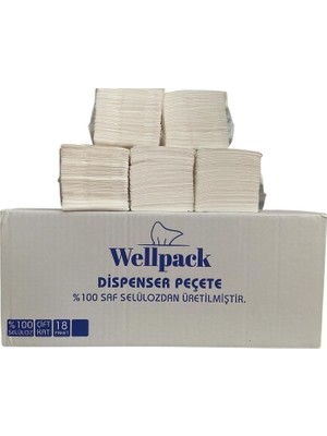 Tech Butiq Wellpack Dispenser Masa Üstü Peçetelik IÇIN,%100 Saf Selüloz, 18 Paket, Çift Katlı