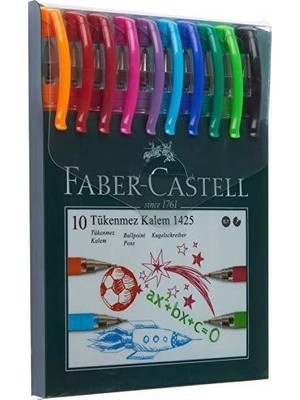 Faber-Castell 1425 Tükenmez Kalem 10 Adet 0.7 mm Renkli Kalem Seti Kaliteli Mürekkep