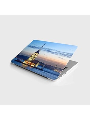 Tech Butiq Laptop Bilgisayar Notebook Pc Kaplama Etiketi Kız Kulesi Gece