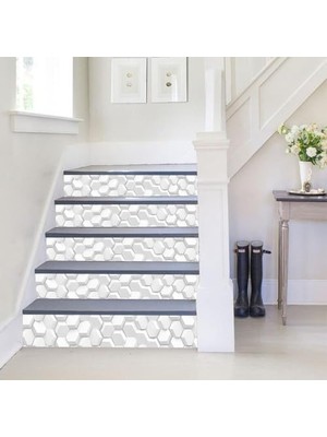 Tech Butiq Merdiven Folyo Kaplama (18X120 cm 5 Adet) 3D Altıgen