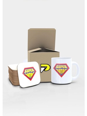 Tech Butiq Super Mom Anne Tasarımlı Baskılı Kupa Bardak Seti Mug (Günü Hediyesi, Hediye)