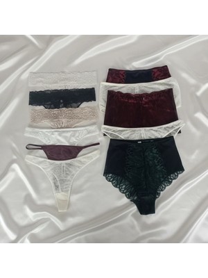 Bonbon Kadın Çeyizlik Ve Bohçalık 10'lu Paket Karışık Renk Hipster String Tanga Checky Brazilian Külot BB2471