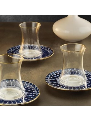 Tech Butiq Sandro Moreno 1453 Deep Blue 12 Parça Altı Kişilik Çay Seti 110 ml