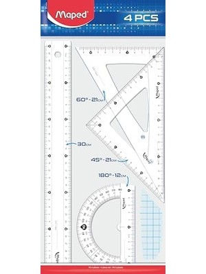 Tech Butiq Ofis ve Kirtasiye 242830 4'lü Start Maxi Cetvel Seti, 30 cm