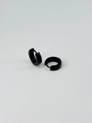 Renas Store Siyah Çelik Erkek Küpe Çap (8 Mm) Kalınlık (4 Mm) - EKP0031