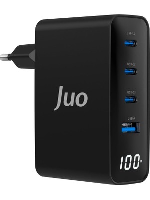 Tech Butiq 100W Gan LED Ekranlı 3 Type-C + Usb-A Hızlı Şarj Cihazı & & Notebook Şarj Aleti