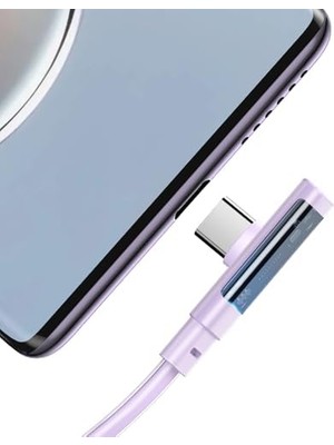 Tech Butiq CA-3424 Usb-A To Type-C 100W Süper Şarj L Kablo 1.8m Mor