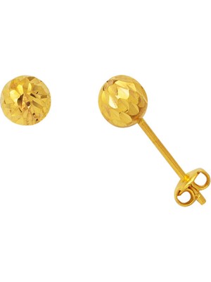 Bilezikci 22 Ayar Buzul Altın Top Küpe 6 mm.
