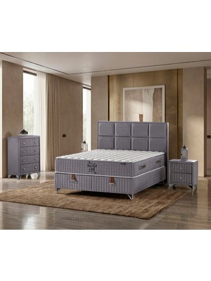 İmaj Silver Line Set Tek Kişilik Yatak Seti 90 x 190 Baslık + Sandıklı Baza + Ortopedik Yatak