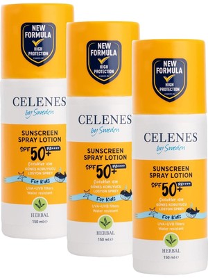 Tech Butiq Herbal Spf 50+ Çocuk Güneş Koruyucu Losyon Sprey (150 Ml) (3 Paketi)